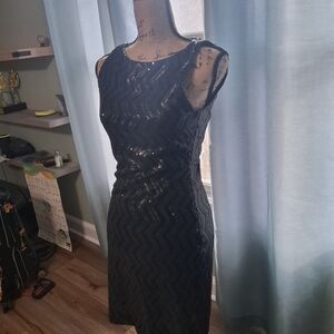 Alice + Olivia Black Sequin Midi Dress